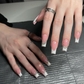 coffin rhinestone white french tip