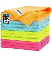 HOMERHYME Microfiber Cleaning Cloth - 12 Pack Cleaning Towels, 12.6" x 12.6" Dish Cloths, Lint Fr...