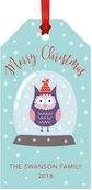 Owl in Snow Globe Tags Custom