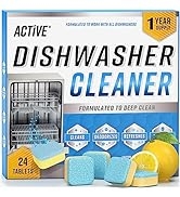 Dishwasher Cleaner And Deodorizer Tablets - 24 Pack Deep Cleaning Descaler Pods Formulated To Cle...