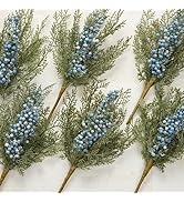 Factory Direct Craft Pack of 12 Juniper Cedar Stems Holiday Juniper Pine Greenery for Christmas A...