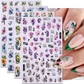 Purple Blue Flower Fruits Nail Decals