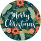 Dark Aqua Coral Pine Cones and Leaves Merry Christmas Labels