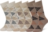 6 Pairs, Argyle, Wheat/Sand/Taupe Melange (2 Pairs of Each Color Variation)