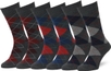 6 Pairs, Argyle, Charcoal & Reds/Blues/Gray (2 Pairs of Each Color Variation)