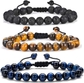 3Pcs Tiger Eye & Lava Rock & Blue Tiger Eye