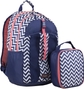 Navy Blue/Coral/Chevron Print