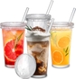 Ice Coffee Cups with Lids Set of 4