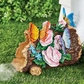 Butterflies and Flowers on a Tree Stump