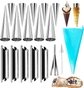 5 pcs large cream horn mold + 5 pcs small cream horn mold + 5 pcs cannoli tubes large + blush + icing bag+ long icing tip