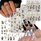 White Black Gold Butterfly Python Nail Decals