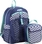 Deep Cobalt Blue/White/Chevron Print/Turquoise Trim