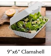 Three Leaf 9" X 6" 1 COMPARTMENT BAGASSE CLAMSHELL, 50 Ct.