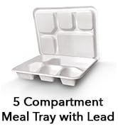 Three Leaf 5 COMPARTMENT MEAL TRAY WITH LEAD SET, 50 SETS.