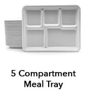 Three Leaf 5 COMPARTMENT BAGASSE TRAY 500 Ct. (125 x 4)