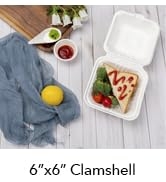 Three Leaf 6" X 6" BAGASSE BURGER BOX (450ML), 500 Ct.