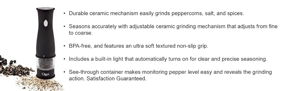 salt & pepper; electric pepper grinder; seasoning grinder; salt grinder; peppercorn mill; itouchless